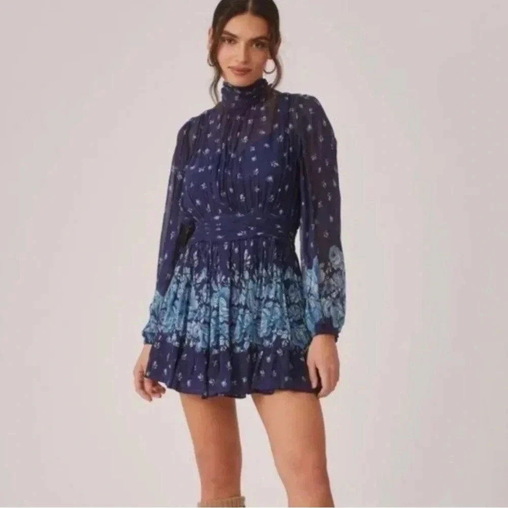 Anthropologie Let Me Be Mock Neck Sheer Dress